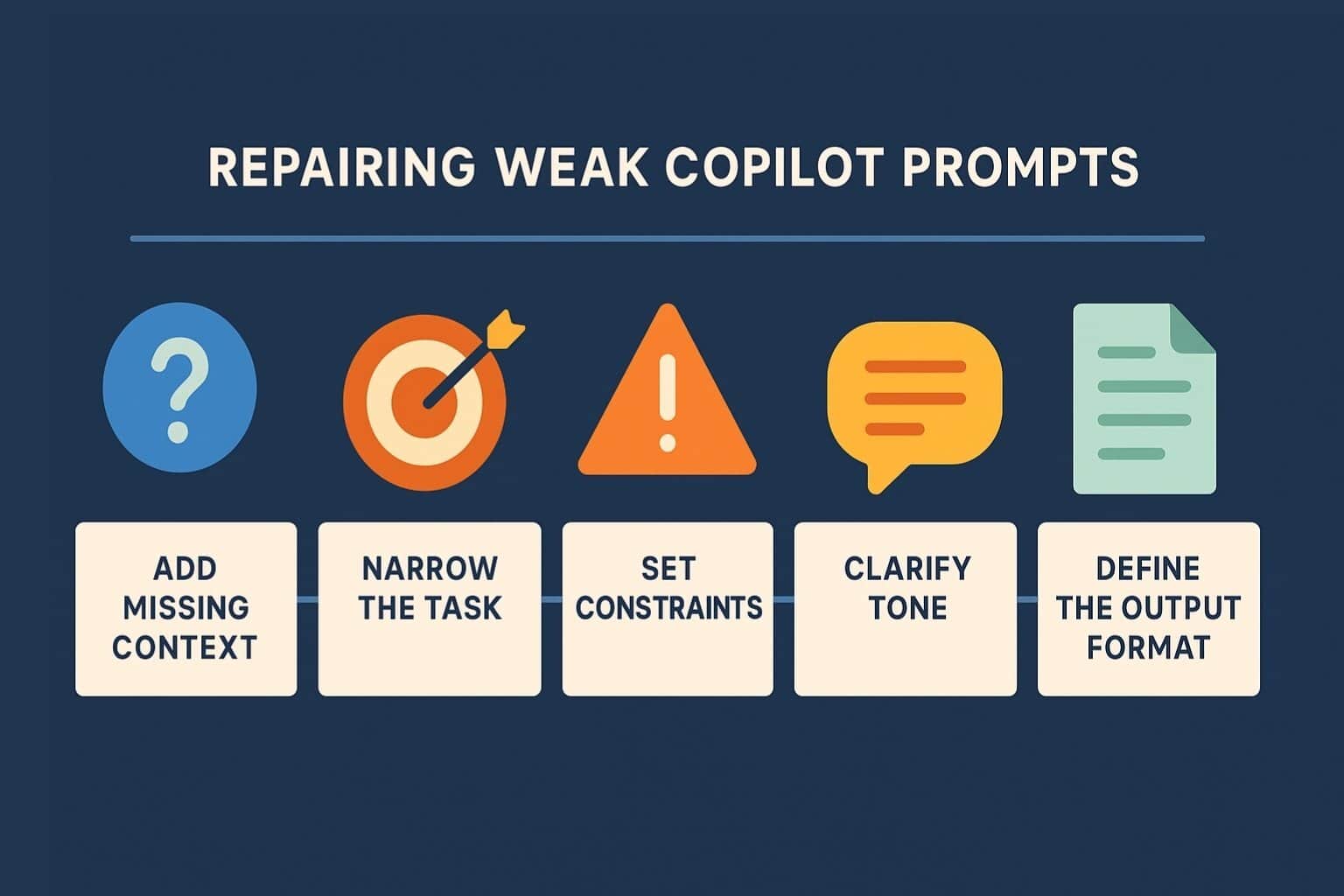 The process of repairing weak Copilot prompts